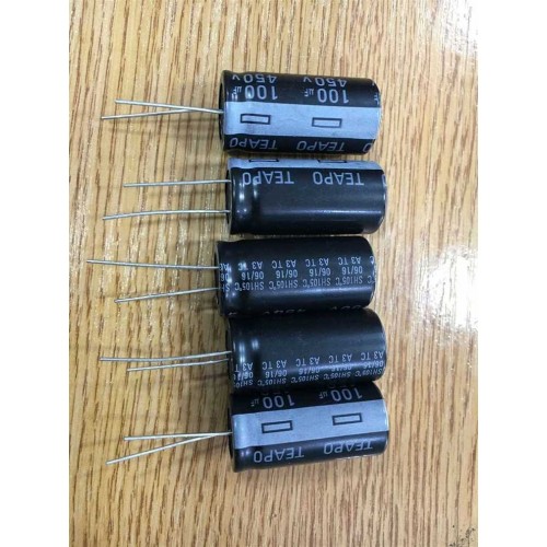 5 CONDENSADORES ELECTROLITICOS 100UF 450V TEAPO LOW ESR