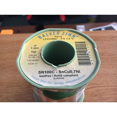 ESTAÑO BALVER ZINN 1KG 1MM LF2220NC/SN100C SnCu 0,7Ni