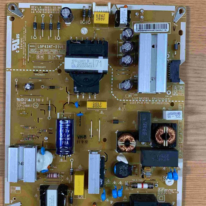 FUENTE ALIMENTACIÓN LG 43NANO766QA EAX69502103(1.0) EAY65895567